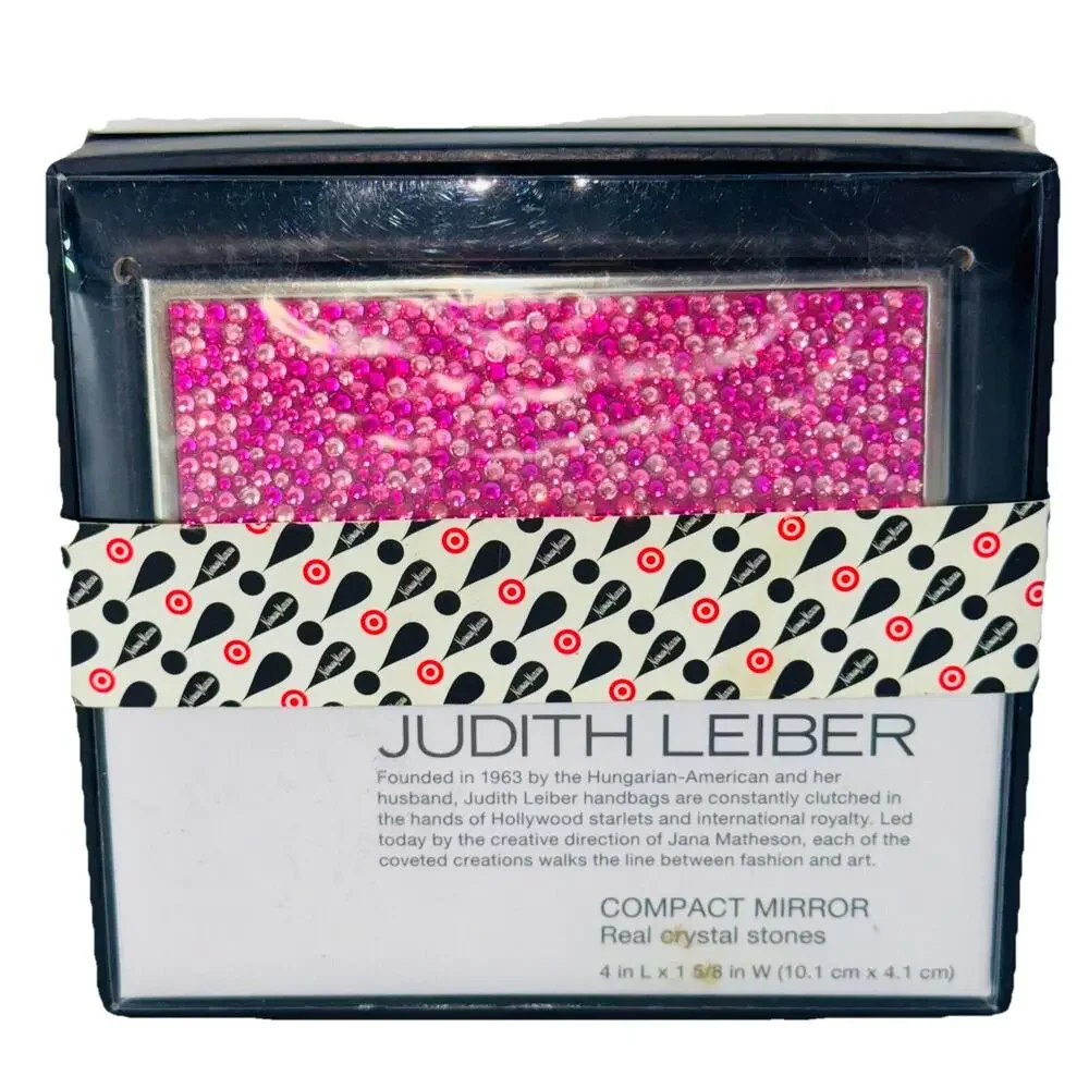 NEW Judith Lieber Target Neiman Marcus PINK Real Crystal Compact‎ Mirror Makeup